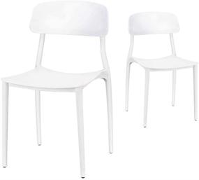 img 4 attached to 🪑 CangLong White Slat Back Dining Chairs with PP Plastic, Set of 2 - Enhance Your SEO