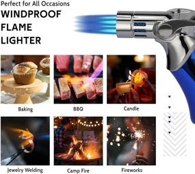 img 3 attached to 🔥 VEXO-Mini4 Quad Jet Flame Torch Lighter - Windproof Butane Refill Portable Lighter for BBQ, Camping, Candle, Grill - Cool Gift Idea (Blue) - Butane NOT Included