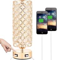 💡 usb crystal small lamp with touch control, dimmable nightstand lamp featuring dual usb port, 3-way gold crystal lamp with bulb, ideal bedside desk light for bedroom living room entryway home office (bulb included) логотип