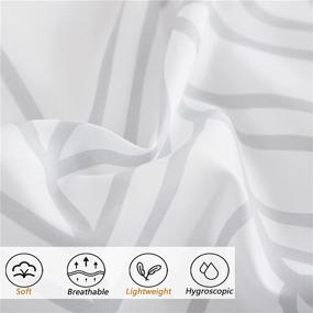 img 2 attached to 🛏️ Grey Chevron Duvet Cover Set Queen | Geometric Pattern Print | White Duvet Cover | Soft Microfiber Comforter Cover with Zipper Closure & Corner Ties | Chevron Design | Queen Size