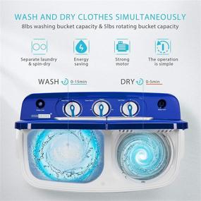 img 2 attached to 🧺 VIVOHOME Portable 2-in-1 Twin Tub Mini Laundry Washer and Spin Dryer Combo- 13.5 lbs, Blue & White