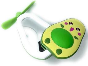 img 3 attached to ZooeyBear Avocado Green 3-in-1 Cute Kawaii Mini Handheld Compact Mirror with Fan, LED Light, USB Rechargeable - Happy