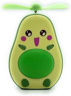 zooeybear avocado green 3-in-1 cute kawaii mini handheld compact mirror with fan, led light, usb rechargeable - happy logo