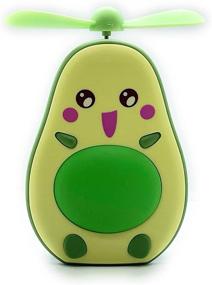 img 4 attached to ZooeyBear Avocado Green 3-in-1 Cute Kawaii Mini Handheld Compact Mirror with Fan, LED Light, USB Rechargeable - Happy