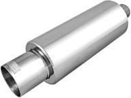 high-performance bolt-on resonated exhaust muffler by dc sports ex-5015 - polished 🚗 stainless steel | universal fit for cars, sedans, and trucks with clamps and adapters logo