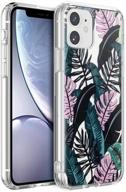 📱 eouine iphone 11 case - ultra slim transparent clear silicone cover with black leaves pattern - shockproof and stylish logo