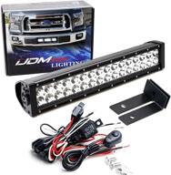 🚗 ijdmtoy 96w high power led light bar with lower grille mount, compatible with 2015-up ford f150 xlt lariat and limited, includes lower bumper opening mount brackets & on/off switch wiring logo