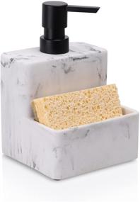 img 4 attached to 🧼 Marble Look Soap Dispenser with 2-in-1 Sponge Holder – Perfect for Kitchen Sink & Bathroom Counter Storage