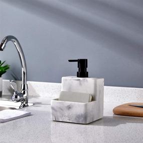 img 2 attached to 🧼 Marble Look Soap Dispenser with 2-in-1 Sponge Holder – Perfect for Kitchen Sink & Bathroom Counter Storage