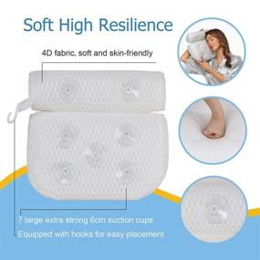 img 2 attached to 🛁 JOBYNA Breathable 4D Mesh Bath Pillow with 7 Suction Cups for Head, Neck, Shoulder and Back Support - Soft and Comfortable Luxury Spa Bathroom Accessory