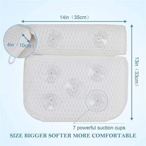 img 3 attached to 🛁 JOBYNA Breathable 4D Mesh Bath Pillow with 7 Suction Cups for Head, Neck, Shoulder and Back Support - Soft and Comfortable Luxury Spa Bathroom Accessory