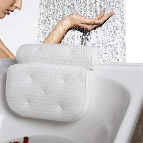 img 1 attached to 🛁 Дышащая ванная подушка JOBYNA с 4D сеткой и 7 присосками для поддержки головы, шеи, плеч и спины - мягкое и комфортное роскошное аксессуар для ванной комнаты