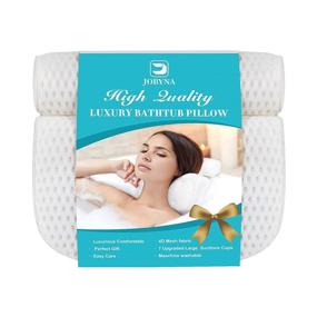 img 4 attached to 🛁 Дышащая ванная подушка JOBYNA с 4D сеткой и 7 присосками для поддержки головы, шеи, плеч и спины - мягкое и комфортное роскошное аксессуар для ванной комнаты