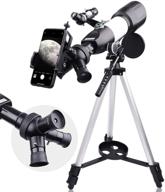 astronomical telescope - ultra portable - quick 5 minute setup - enhanced stability tripod - smartphone photography holder logo