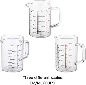 img 3 attached to Ackers BORO3.3 Glass Measuring Cup - Insulated Handle, V-Shaped Spout - High Borosilicate Glass, Easy Read, 500 ML (18 Oz, 2 Cup)