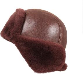 img 2 attached to 🎩 Zavelio Shearling Sheepskin Leather Unisex Aviator Russian Ushanka Trapper Winter Fur Hat