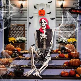 img 4 attached to 🏴 Evoio 5.4 Ft Halloween Pirate Skeleton, Lifelike Human Skeletons for Full Body Bones Halloween Decorations and Spooky Party Props