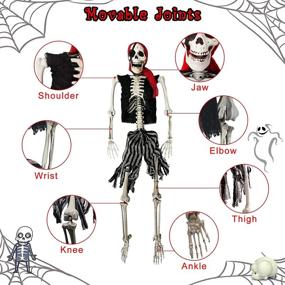 img 3 attached to 🏴 Evoio 5.4 Ft Halloween Pirate Skeleton, Lifelike Human Skeletons for Full Body Bones Halloween Decorations and Spooky Party Props