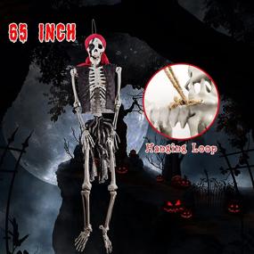 img 2 attached to 🏴 Evoio 5.4 Ft Halloween Pirate Skeleton, Lifelike Human Skeletons for Full Body Bones Halloween Decorations and Spooky Party Props