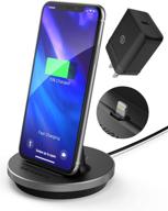 ⚡️ galvanox iphone charger stand (mfi certified) - fast charging lightning desktop holder dock with built-in usb c cable & usb-c 18w power adapter - compatible with apple iphone 8/8 plus/x/xs max/xr/11/12/13 pro max logo