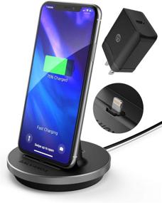 img 4 attached to ⚡️ GALVANOX iPhone Charger Stand (MFi Certified) - Fast Charging Lightning Desktop Holder Dock with Built-in USB C Cable & USB-C 18W Power Adapter - Compatible with Apple iPhone 8/8 Plus/X/Xs Max/XR/11/12/13 Pro Max