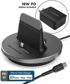 img 3 attached to ⚡️ GALVANOX iPhone Charger Stand (MFi Certified) - Fast Charging Lightning Desktop Holder Dock with Built-in USB C Cable & USB-C 18W Power Adapter - Compatible with Apple iPhone 8/8 Plus/X/Xs Max/XR/11/12/13 Pro Max