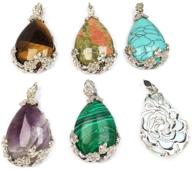 5 random waterdrop-shape natural stone pendants, stone charms for diy jewelry making logo