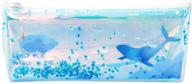 sparkling blue ocean blue whale sequins drift pencil bags - transparent pencil case stationery pouch bag with tpu makeup storage - style b logo