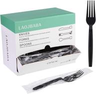 🍴 100 pcs disposable individually wrapped black 7-inch forks: ideal for commercial take away, super hard & convenient logo