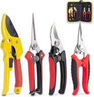 🌿 kotto 4 pack pruning shears set - professional stainless steel bypass cutter clippers, sharp hand pruner secateurs, garden trimmer scissors kit with storage bag logo
