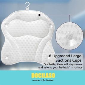 img 2 attached to 🛁 Docilaso Premium Bath Pillow: Quick-Drying 4D Air Mesh Spa Pillow with 6 Non Slip Suction Cups - Soft, Comfortable, Perfect for Bathtub, Hot Tub, Jacuzzi, Spas