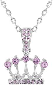 img 4 attached to 👑 Sterling Silver Princess Pendant Necklace: Sparkling Jewelry for Girls