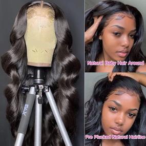 img 3 attached to 💁 STHBESTI Body Wave Lace Front Wig: Premium Human Hair, 150% Density, Pre-Plucked & Bleached Knots - Perfect for Black Women (18 Inch)