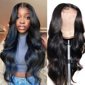 img 4 attached to 💁 STHBESTI Body Wave Lace Front Wig: Premium Human Hair, 150% Density, Pre-Plucked & Bleached Knots - Perfect for Black Women (18 Inch)