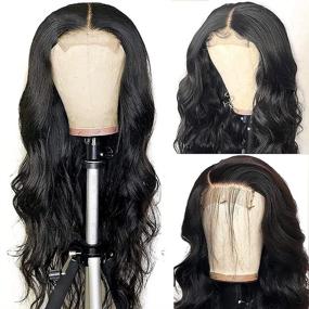 img 2 attached to 💁 STHBESTI Body Wave Lace Front Wig: Premium Human Hair, 150% Density, Pre-Plucked & Bleached Knots - Perfect for Black Women (18 Inch)