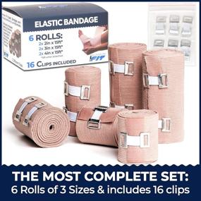 img 1 attached to 🏥 Elastic Bandage Wrap Multi Purpose: Set of 6 Compression Wraps in 3 Sizes | Easy-to-Use with Hook &amp; Loop Closure | Latex-Free, Stretches up to 15ft | Includes Extra Clip