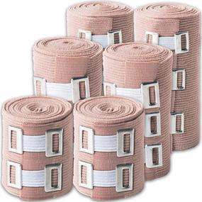 img 4 attached to 🏥 Elastic Bandage Wrap Multi Purpose: Set of 6 Compression Wraps in 3 Sizes | Easy-to-Use with Hook &amp; Loop Closure | Latex-Free, Stretches up to 15ft | Includes Extra Clip