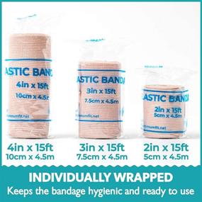 img 2 attached to 🏥 Elastic Bandage Wrap Multi Purpose: Set of 6 Compression Wraps in 3 Sizes | Easy-to-Use with Hook &amp; Loop Closure | Latex-Free, Stretches up to 15ft | Includes Extra Clip