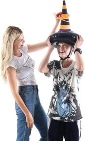 img 1 attached to 🎃 heytech 2 Pack Inflatable Witch Hat Ring Toss Game for Kids - Halloween Games, Wearable or Placement: 2 Hats & 4 Rings (Black Witch hat)