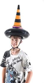 img 2 attached to 🎃 heytech 2 Pack Inflatable Witch Hat Ring Toss Game for Kids - Halloween Games, Wearable or Placement: 2 Hats & 4 Rings (Black Witch hat)