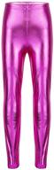 inlzdz kids girls shiny metallic stretch leggings: long pants for hip-hop, jazz, and street dancewear logo