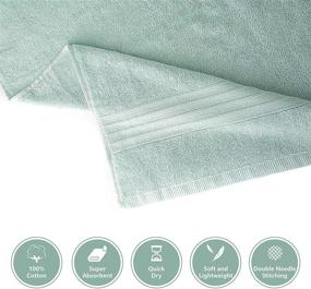 img 3 attached to 🛀 Lusuroi Cotton Bath Towels, 4 Piece Set - Ideal for Pool, Spa, Gym, and Bathroom - Highly Absorbent, Quick Dry Towels with Soft Feel - Aquamarine Color
