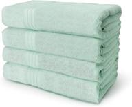 🛀 lusuroi cotton bath towels, 4 piece set - ideal for pool, spa, gym, and bathroom - highly absorbent, quick dry towels with soft feel - aquamarine color logo
