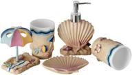 jyxr 5-piece beach-themed bathroom accessories set with resin collection - includes liquid soap dispenser, toothbrush holder, tumbler, and soap dish logo