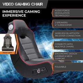 img 2 attached to 🎮 X Rocker 5172601 Surge Wireless Bluetooth Gaming Chair - 2.1 Sound, Faux Leather Mesh Upholstery, Black/Red, 36.81" x 32.28" x 20.89