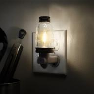 🏡 bronze rustic led mini mason jar night light with auto on/off sensor - farmhouse wall decor, cute country night light with energy efficient led bulb логотип