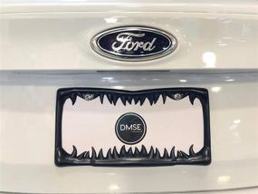 img 1 attached to 🦈 Universal Black Metal Shark Tooth Jaws License Plate Frame - Cool Design for All Vehicles (DMSE Sharks Tooth)