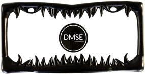 img 2 attached to 🦈 Universal Black Metal Shark Tooth Jaws License Plate Frame - Cool Design for All Vehicles (DMSE Sharks Tooth)