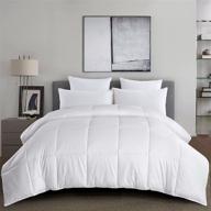 🛏️ puredown all season down alternative comforter: lightweight, soft duvet insert - full/queen size, white logo