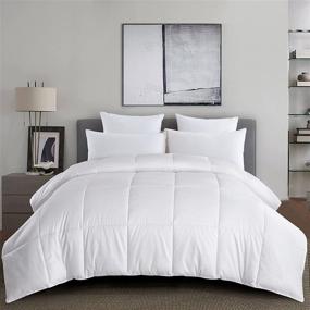 img 4 attached to 🛏️ puredown All Season Down Alternative Comforter: Lightweight, Soft Duvet Insert - Full/Queen Size, White